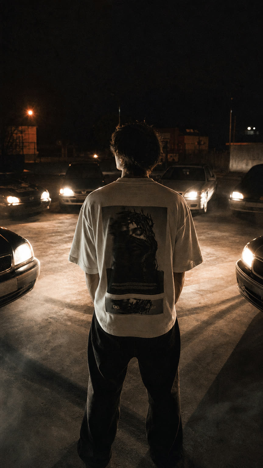 Pride — alone in a circle of headlights