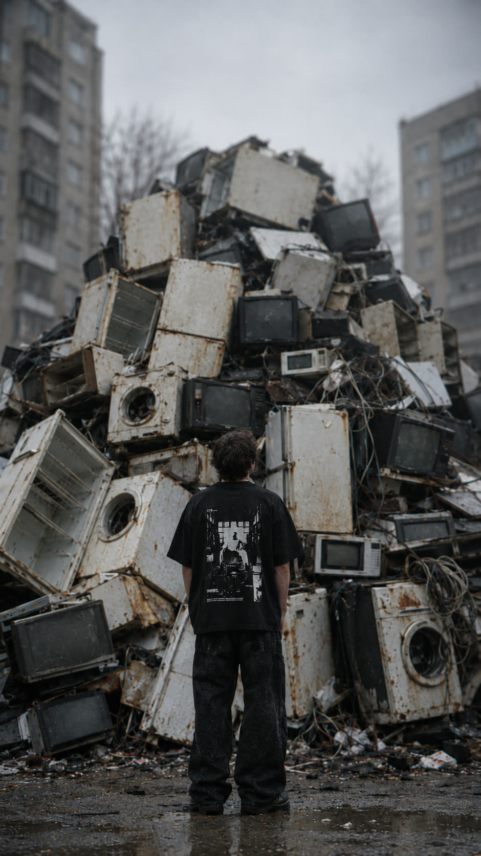Greed — a mountain of fridges